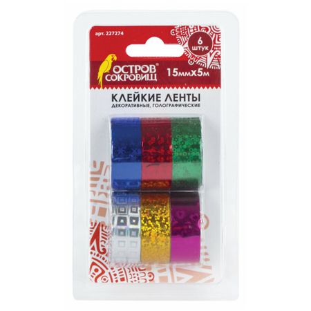 лента клейкая п/п 6шт 15мм 5м декоративная голографическая в асс-те клейкая кобура для фонарика enjoydeal