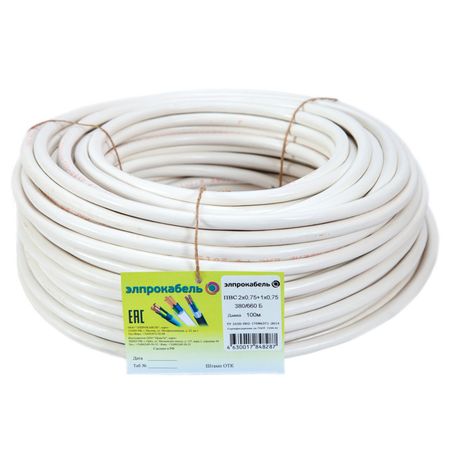 кабель ПВС ЭлПроКабель гибкий круглый 3х0,75 ГОСТ 100м белый huano микропереключатель кнопки мыши 90м 100м