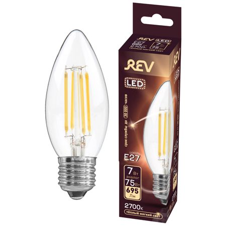 лампа филаментная REV 7Вт E27 С37 2700K свеча лампа филаментная rev 7вт e27 с37 2700k свеча
