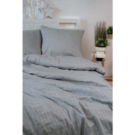 постельное белье 1,5сп COTTONIKA сатин-страйп 2 нав.50х70см серое, арт.1,5сп5х7стр.сер пододеяльник cottonika 145х215см сатин арт под1 5сат335