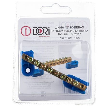 шина нулевая DORI на 2-х угловых изоляторах 8 отверстий 1шт шина нулевая dori на 2 х угловых изоляторах 8 отверстий 1шт