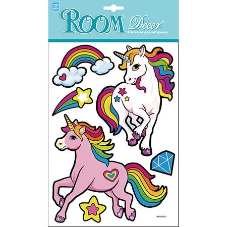 наклейка ROOMDECOR Единороги голограмма 21х30см, арт.RKA 2931 наклейка roomdecor анемон 32х50см арт rka 9306 вк
