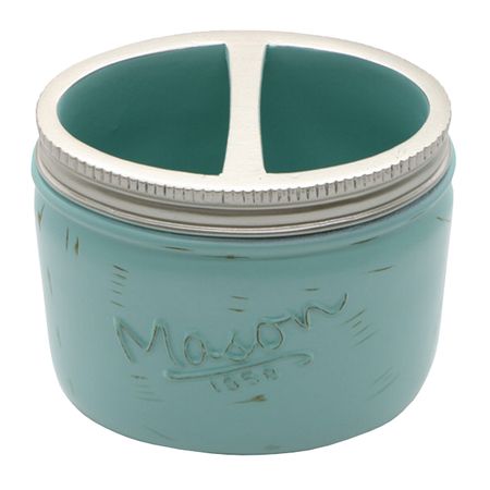 стакан для зубных щеток VITARTA Mason полирезин бирюзовый пластиковые банки mason 8 унций   из 6 штук