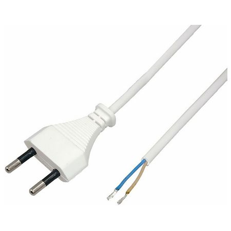 кабель с вилкой DUWI с евроштекером б/з 2х0,5 мм2 2м белый кабель для линейных светильников эра 2x0 75 1 5 м 6 а с выключателем белый
