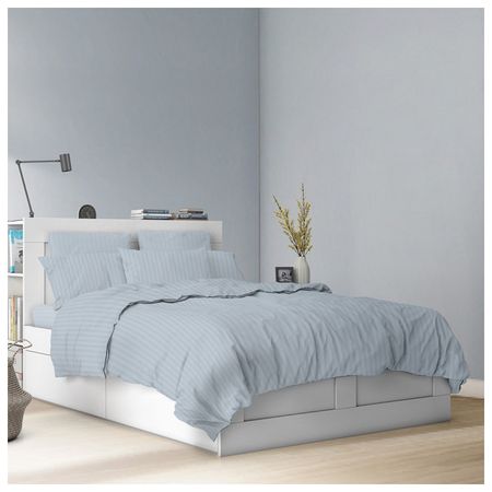 постельное белье 1,5сп COTTONIKA сатин-страйп 2 нав.50х70см голубое, арт.1,5сп5х7стр.гол пододеяльник cottonika 145х215см сатин арт под1 5сат335