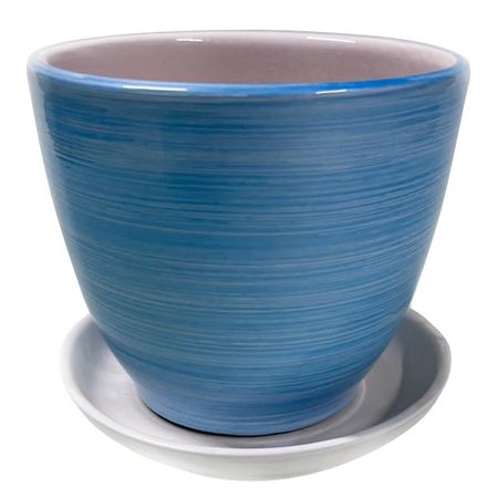 горшок керамический с поддоном Тюльпан 2,5л глазурь перламутр голубой горшок для ов fujian jianteng тюльпан c поддоном 15х15х13 5 см