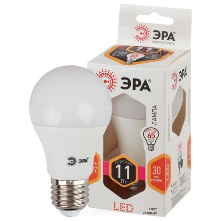 лампа светодиодная ЭРА 11Вт E27 880Лм 2700K груша лампа светодиодная эра 11вт е14 880лм 2700к шар