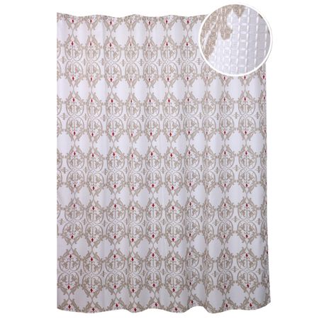 занавеска для ванной VITARTA Serenity 180x200см полиэстер бежевая водонепроницаемая душевая занавеска с пейзажем полиэстер