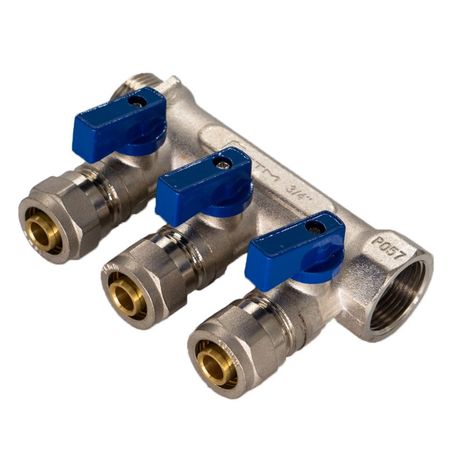 коллектор для металлопластиковых труб 3 выхода CTM 3/4