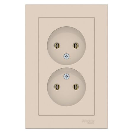 розетка 2 поста SYSTEME ELECTRIC Atlas Design б/з бежевый