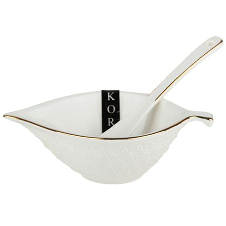 икорница KORALL Снежная королева 13,5х7,5х5,5см с ложкой керамика блюдо korall снежная королева 33х24см прямоугольное керамика