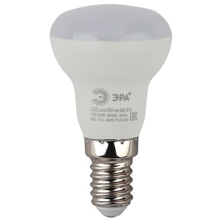 лампа светодиодная ЭРА 4Вт E14 320Лм 4000К R39 рефлектор лампа светодиодная febox 15вт е27 4000к 1450лм 220в шар