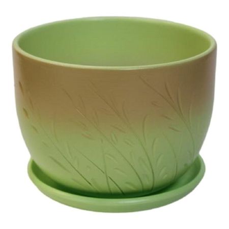 горшок керамический с поддоном Шар с рисунком 1,05л d14см градиент бежево-зеленый керамический гайвань brtrinbsy tea с рисунком орхидеи 150 мл