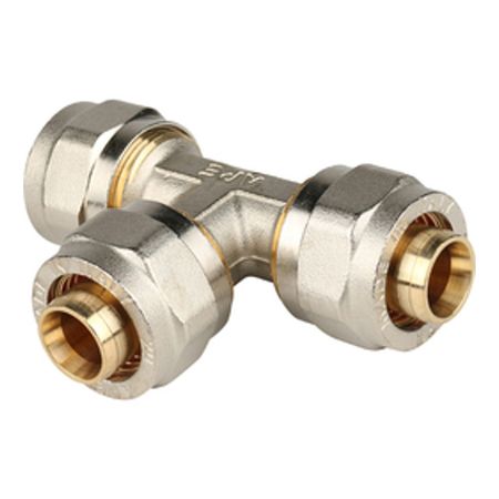 тройник обжим STOUT металлопластиковый 20х20х20 угольник обжим stout металлопластиковый 20х20