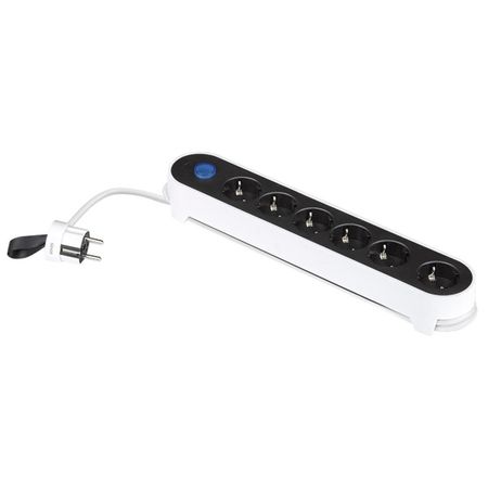 удлинитель SIMON BRICO 6-местный 1,4м с выключателем IP20 черно-белый черно белый для подушки nordic 30x50 см