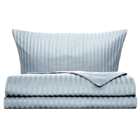 постельное белье евро СOTTONIKA сатин-страйп 2 нав.50х70см голубое, арт.Евро5х7стр.гол пододеяльник actuel сатин страйп светло 150х215 см