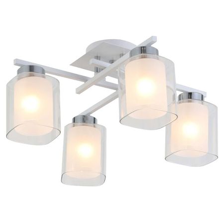 люстра потолочная SCHAFFNER Tomas 4х60Вт E27 стекло металл белый подсвечник koopman 13 5х12 5х22 5см стекло металл