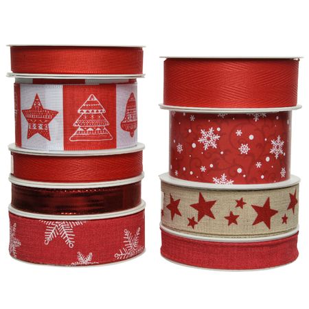 лента красная с узором в асс-те шар yancheng shiny стеклянный красный с золотым узором