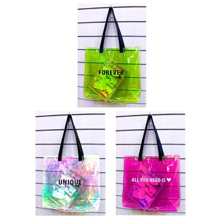 сумка шоппер 40х35см ПВХ прозрачная в асс-те прозрачная сетчатая подвесная сумка для хранения с мультяшными животными