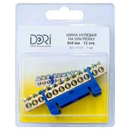 шина нулевая DORI на DIN-рейку 12 отверстий 1шт шина нулевая dori на 2 х угловых изоляторах 8 отверстий 1шт