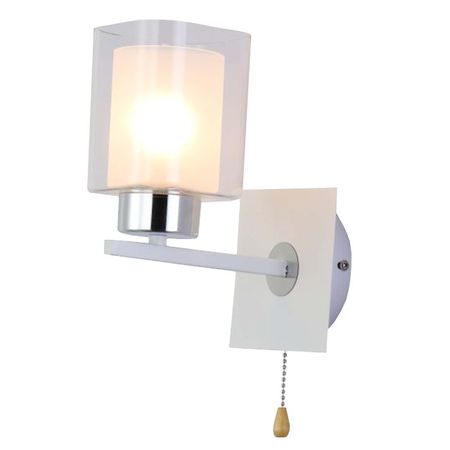 бра SCHAFFNER Tomas 1х60Вт E27 стекло металл белый подсвечник koopman 13 5х12 5х22 5см стекло металл