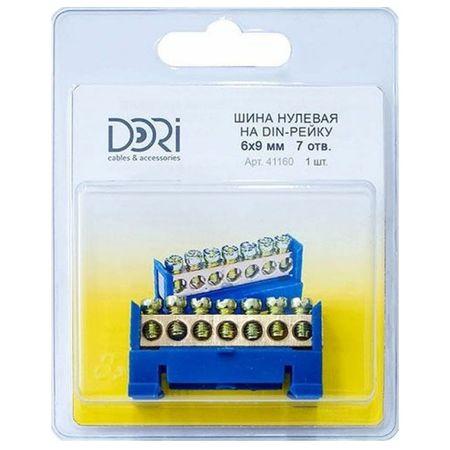 шина нулевая DORI на дин-рейку 7 отверстий 1шт шина нулевая dori на 2 х угловых изоляторах 8 отверстий 1шт