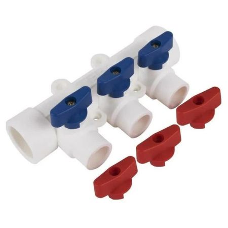 коллектор полипропиленовый 3 выхода TEBO 32x20мм 3 шт шариковые ручки zebra a1 a2 0 7 мм чёрные синие красные