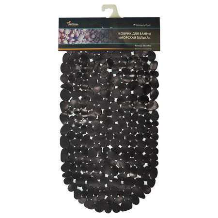 коврик для ванны Морская галька 36х69см антискользящий чёрный коврик для ванны морская галька 36х69см антискользящий