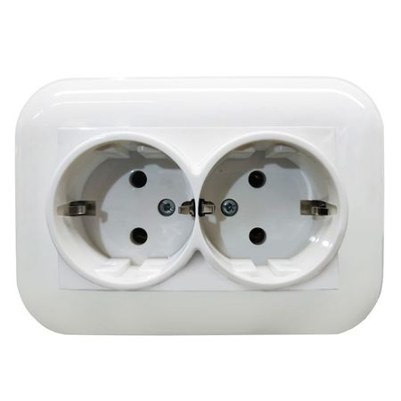 розетка 2 поста OVIVO Лофт с заземлением белый рамка 3 поста ovivo loft белый