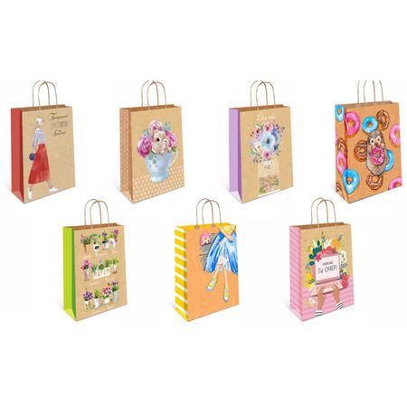 пакет подарочный (B) 23х18х10см крафт в асс-те tonpei плотная крафт бумага а4 а3