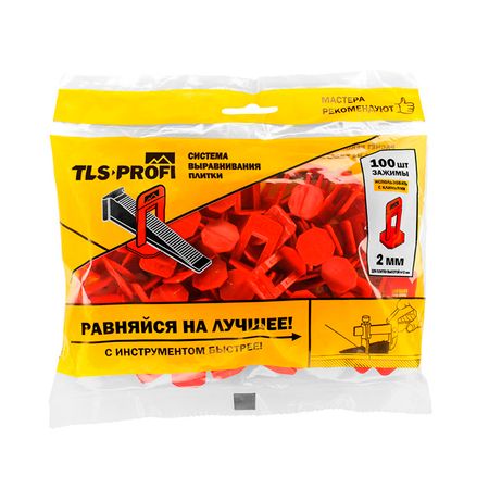 зажимы для выравнивания плитки TLS 2мм 100шт зажимы для выравнивания плитки tls 1мм 100шт