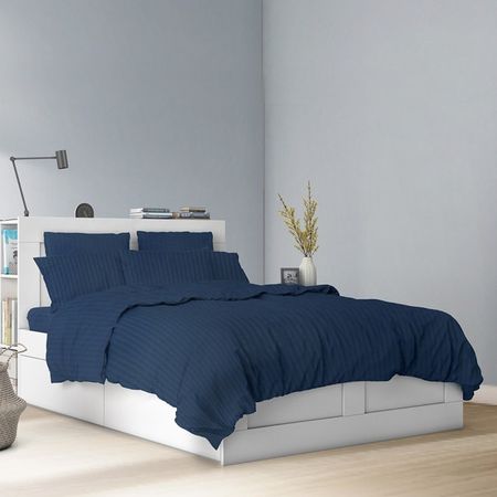 постельное белье 1,5сп COTTONIKA сатин-страйп 2 нав.50х70см синее, арт.1,5сп5х7стр.син пододеяльник actuel сатин страйп светло 150х215 см