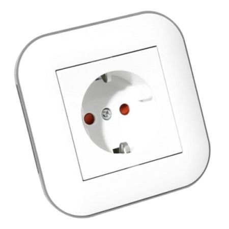 розетка 1 пост OVIVO Лофт с заземлением с защитой от детей белый рамка 3 поста ovivo loft белый