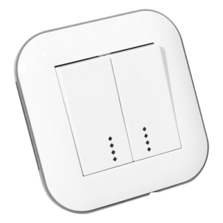 выключатель 2-клавишный OVIVO Лофт с индикацией белый переключатель 1 клавишный ovivo loft проходной белый