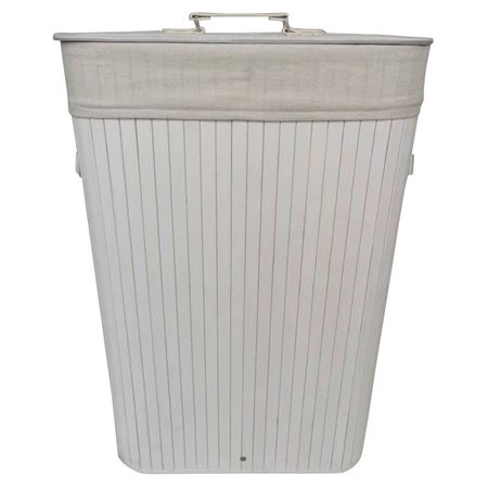 корзина для белья с крышкой cъемный чехол 400x300x600мм бамбук/х/б белый корзина для белья с крышкой cъемный   400x300x600мм бамбук х б белый