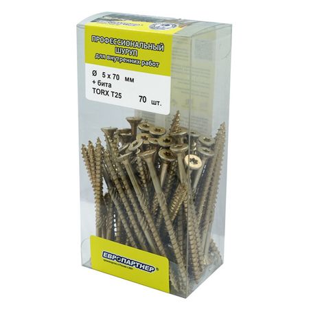 шуруп конструкционный для дерева 5,0х70мм TORX25 70шт + бита бита redverg torx tamper 15х50мм 2шт