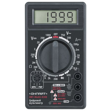 мультиметр ОНЛАЙТ 6LR61 цифровой 6 функций черный мультиметр navigator 6lr61 цифровой 8 функций оранжевый