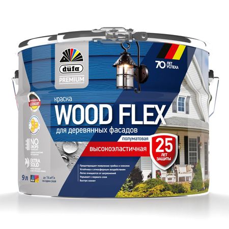 краска в/д фасадная DUFA Premium Wood Flex для дерева база 1 9л белая, арт.МП00-007342 средство деревозащитное dufa wood color база 3 0 81л бес ное арт мп00 007351