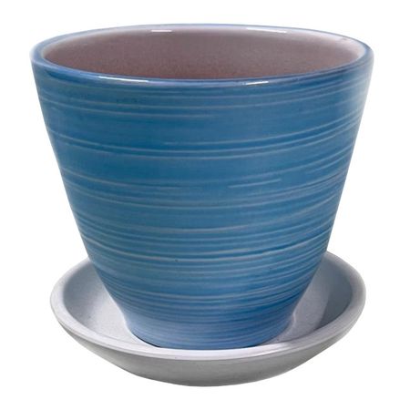 горшок керамический с поддоном Тюльпан 1л глазурь перламутр голубой горшок для ов fujian jianteng тюльпан c поддоном 15х15х13 5 см