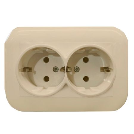 розетка 2 поста OVIVO Лофт с заземлением крем переключатель 2 клавишный ovivo loft проходной крем