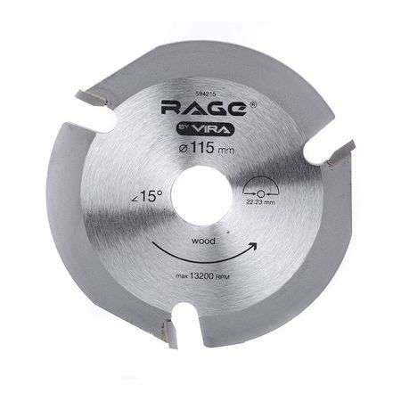 диск пильный по дереву RAGE by VIRA 115х3,8х22,23мм 3 зуба пилки для лобзика по дереву ламинату rage by vira t144df 2шт