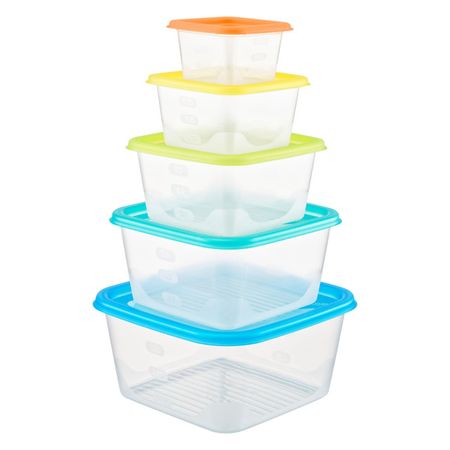 набор контейнеров FUNBOX Fusion 5шт. 0,15/0,33/0,63/1,1/1,7л пластик прозрачные крышки для контейнеров 10 шт