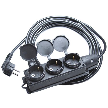 удлинитель РЕАЛЬНАЯ ЭЛЕКТРИКА 3 гнезда 3м с/з 16А IP44 3х1,5кв.мм ПВС черный удлинитель реальная электрика 20м 3 гнезда уличный с з пвс 16а ip44 3х1 5кв мм