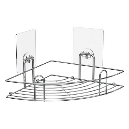 полка угловая KLIEBER Lite 1-ярусная на силиконовом креплении хром мыльница подвесная klieber lite на силиконовом креплении