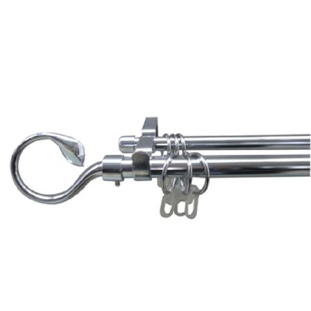 карниз телескоп. 2-рядный UGO LOKS 160-300см 16/19мм хром наконечник завиток, арт.580941 карниз 2 рядный уют 28мм 300см арт 2005760