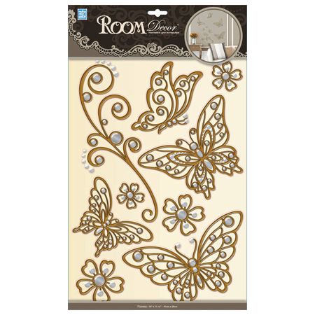 наклейка ROOMDECOR Бабочки ажурные 30х42см, арт.POA 5801 наклейка roomdecor анемон 32х50см арт rka 9306 вк