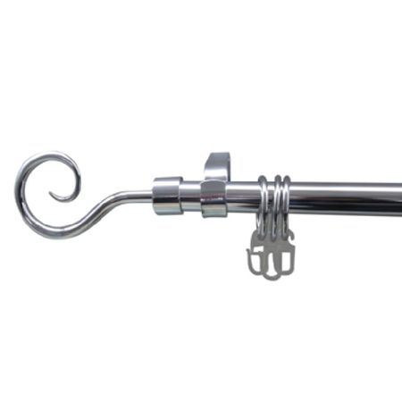 карниз телескоп. 1-рядный UGO LOKS 160-300см 19мм хром наконечник завиток, арт.580939 карниз 2 рядный уют 28мм 300см арт 2005760