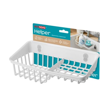 держатель ЭКОНОВА Helper 23,6х12,5х7,9см подвесной на присосках пластик прозрачные силиконовые крючки на присосках 20 30 40 50 57 мм