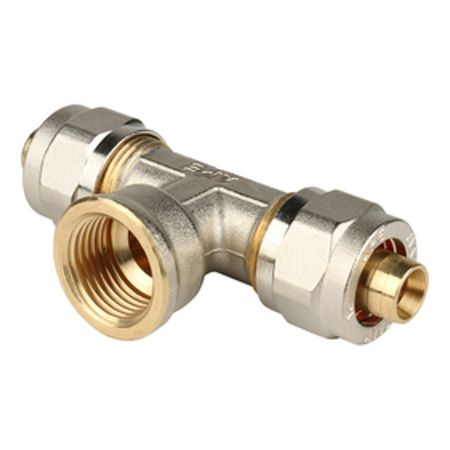 тройник обжим STOUT металлопластиковый 16х1/2 ВРх16 угольник обжим stout металлопластиковый 20х20