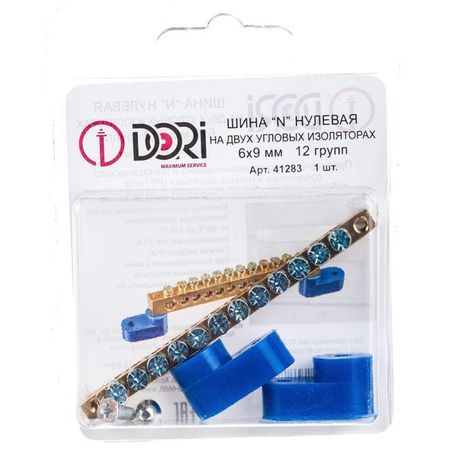 шина нулевая DORI на 2-х угловых изоляторах 12 отверстий 1шт шина нулевая dori на 2 х угловых изоляторах 8 отверстий 1шт